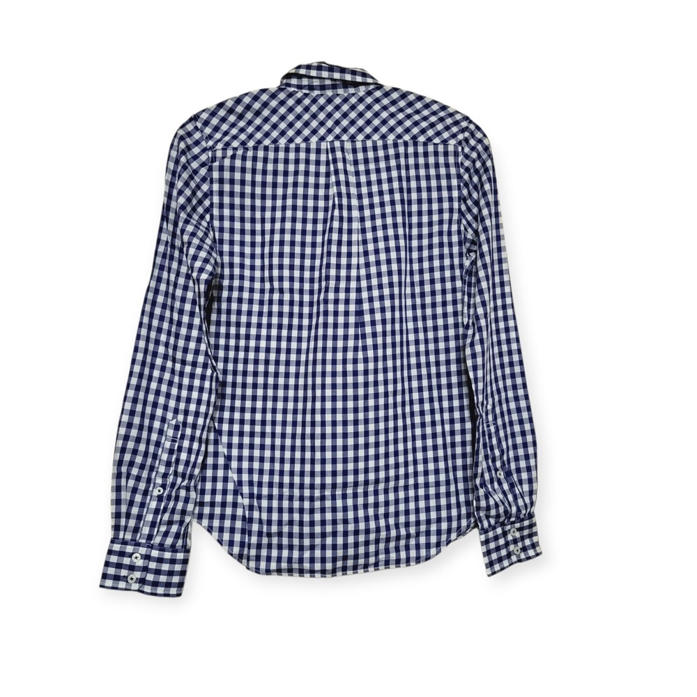 UNTUCKit 8 NWT BELLEZA Navy - Cotton Check Button-Up Shirt Lightweight - Spring - Picture 6 of 7
